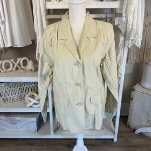 Denim & Co size Large textured cream jacket. Layering, versatile office #3768